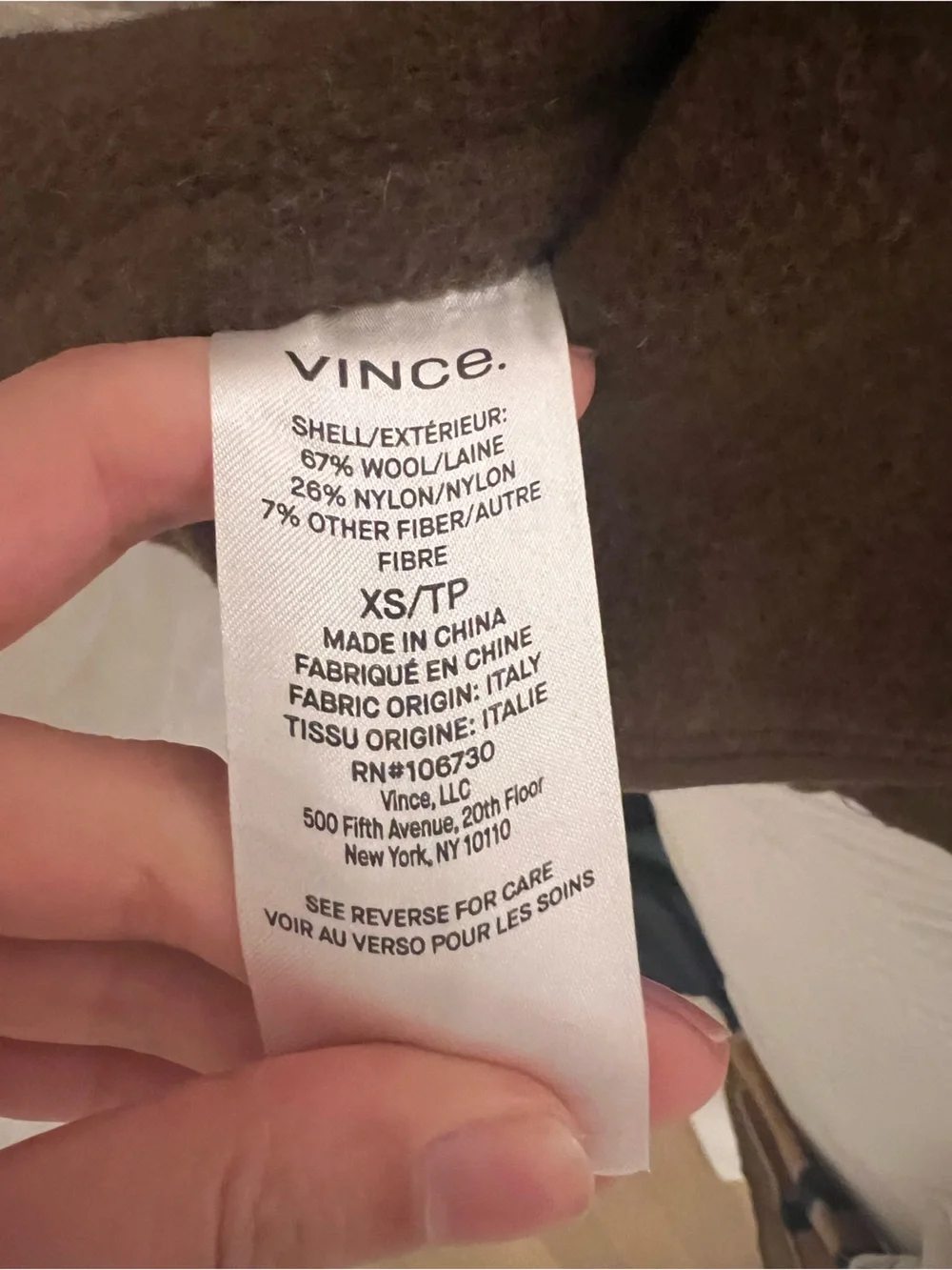 Vince Brown Wool Double Breasted Coat